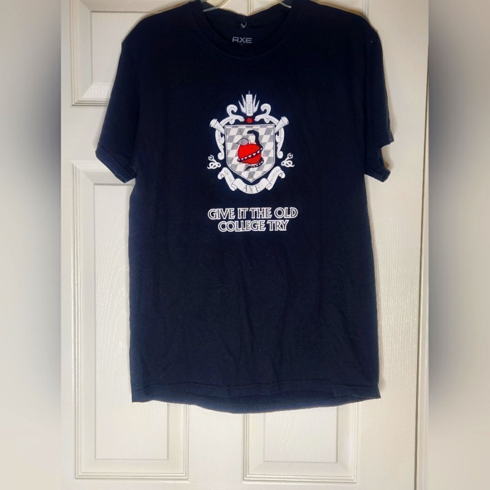 AXE Give It The Old College Try L Black  Shortsleeve 100% Cotton Unisex T-shirt